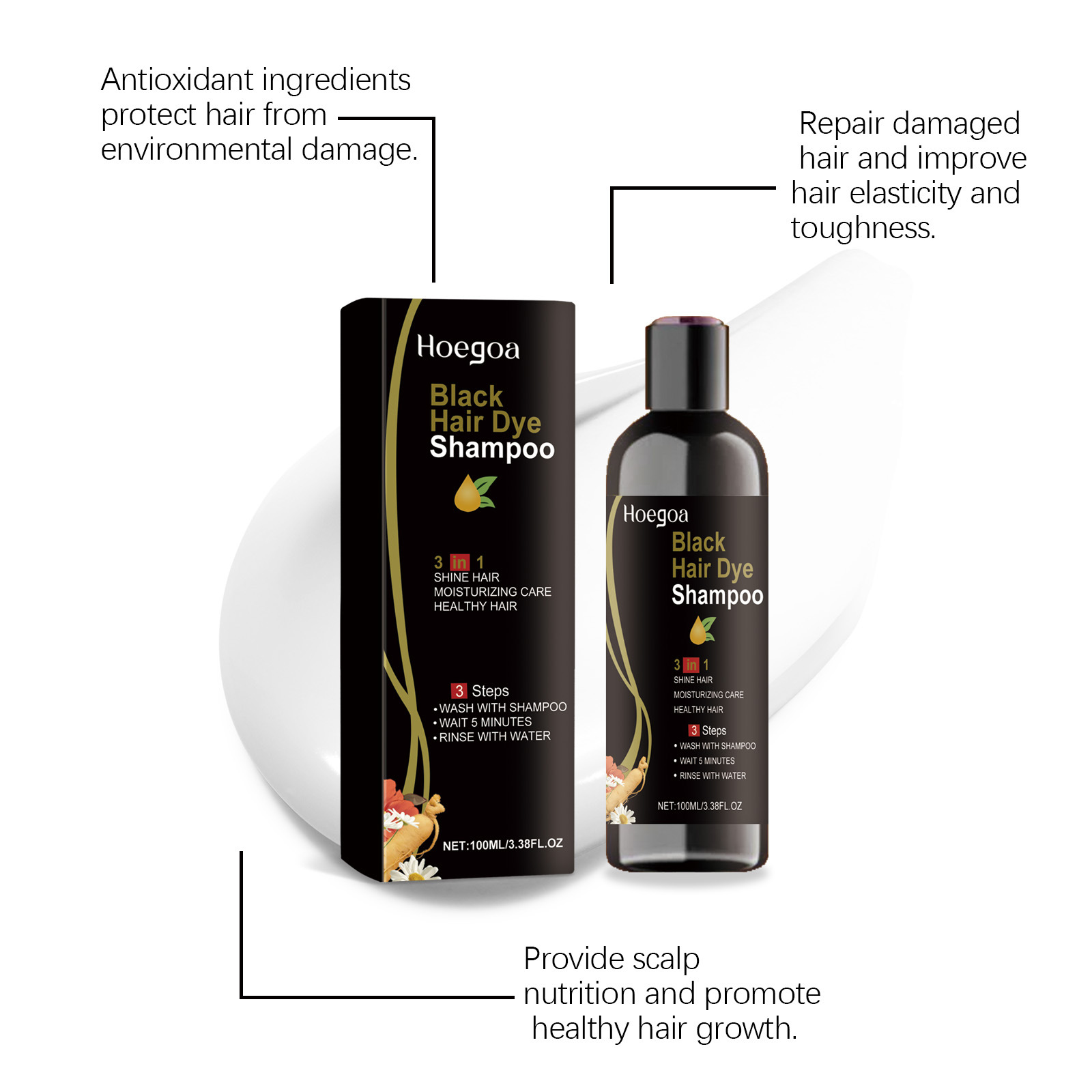 Hair Care Steps - Natuurlijke Kruiden Zwarte Haarverf Shampoo 3
