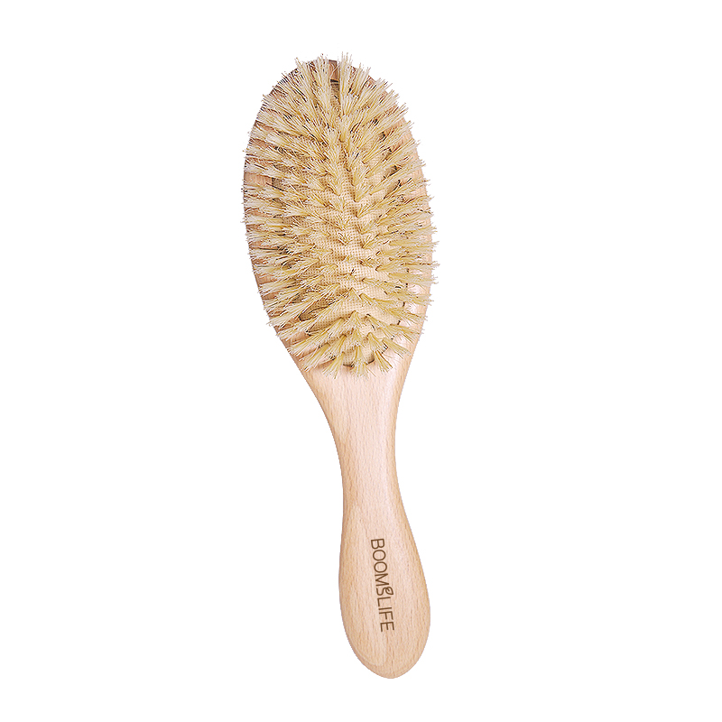 Hair Care Names - Haarborstel met zachte zwijnenharen, houten kam