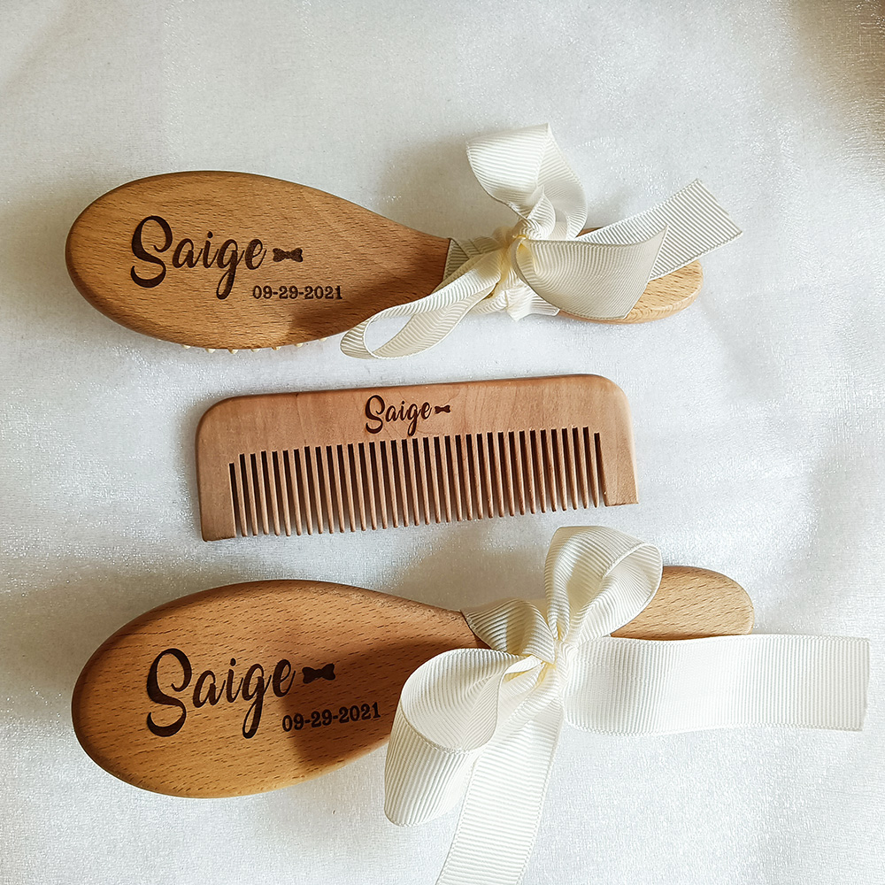 Hair Care Names - Aangepaste naam babybadkam Babyverzorging Haarborstel Puur